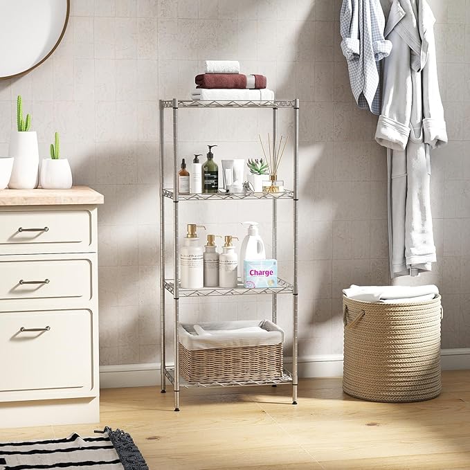 BestOffice | 4-Tier Wire Storage Shelves | 12"D x 18"W x 44"H ...