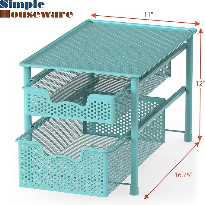 Simple Houseware Stackable 2 Tier Sliding Basket Organizer Drawer