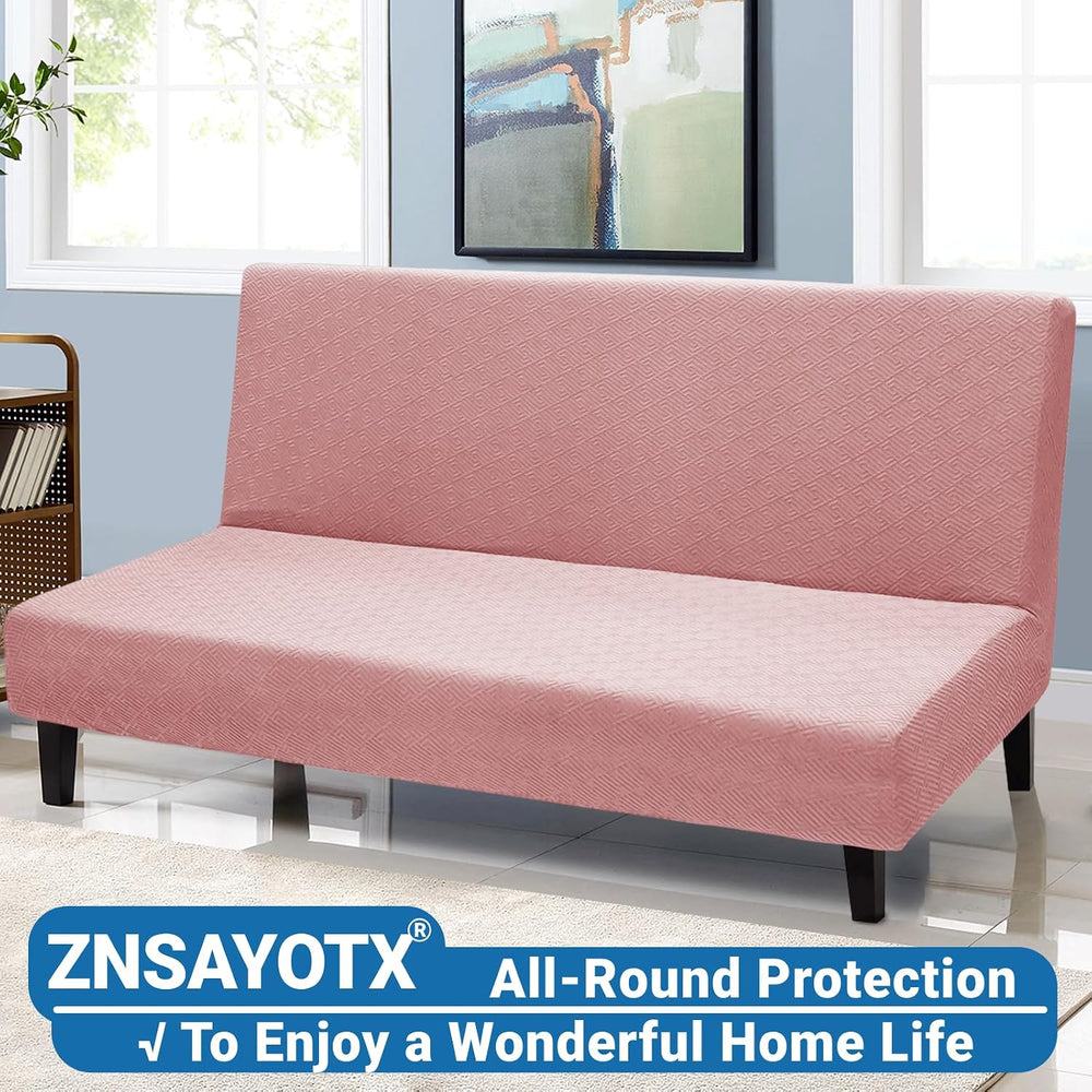 Stretch Fit Futon Cover (67"-82") Armless Futon Sofa Bed Slipcover ...