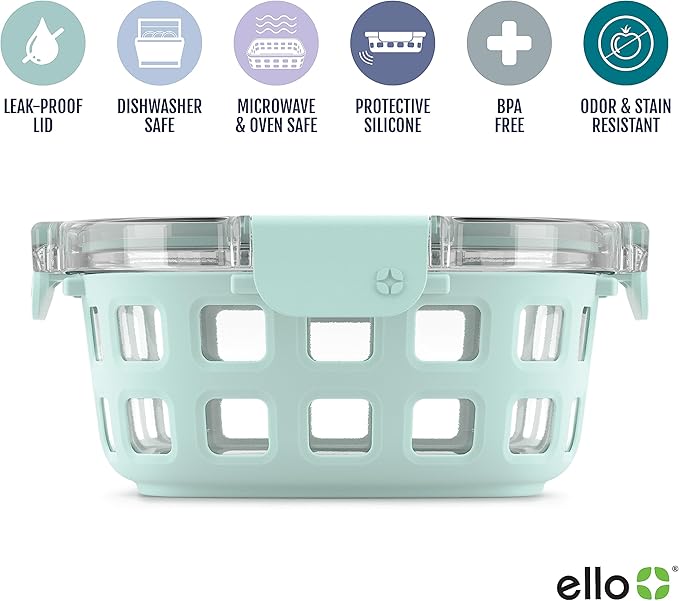 Ello Duraglass 3.4 Cup Round Meal Prep Sets 10Pc, 5 Pack Set- Glass Food - Image 3