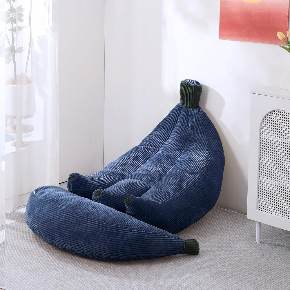 Banana Chaise Lounge Sofa Chair for Living Room, Bean Bag Chair with Ottoman,...