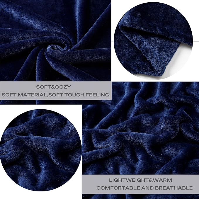 JIAHANNHA Fleece Blanket King Size Navy Blue 108 by 90 Inches Throw Blankets - Image 3