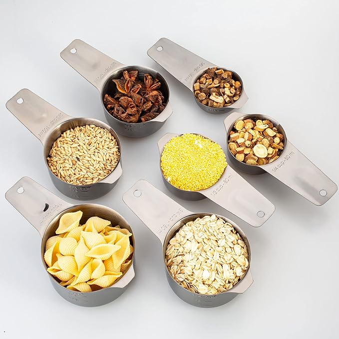 Set of 7 Heavy Duty Measuring Cups, 18/8 Stainless Steel - Image 3