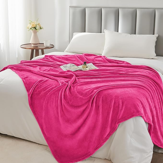 BEDELITE Fleece Blankets Queen Size Hot Pink Throw Blankets - Image 5