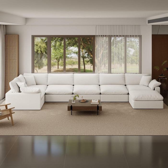 Cloud Modular Sectional Sofa,Oversize Down Filled Sofa 6 Seat with Chaise,Minimalist Sofa Cover Washable and Replaceable Couches for Living Room,Sectional Sofa Deep Seat