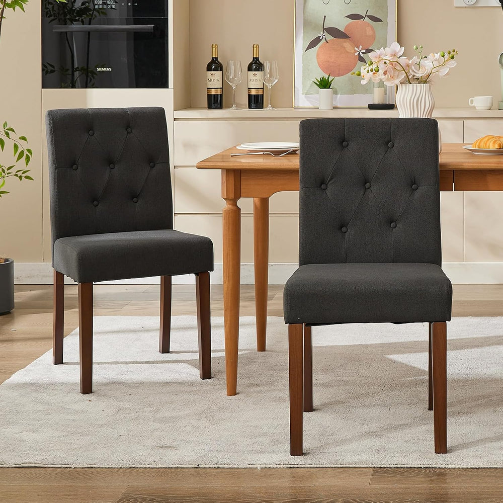 Upholstered Dining Chairs Set of 2, Modern Fabric Kitchen Side Chairs with St...