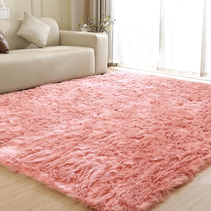 ORINOVA Pink Area Rugs 8x10 Shag Large Washable Rugs by ORINOVA