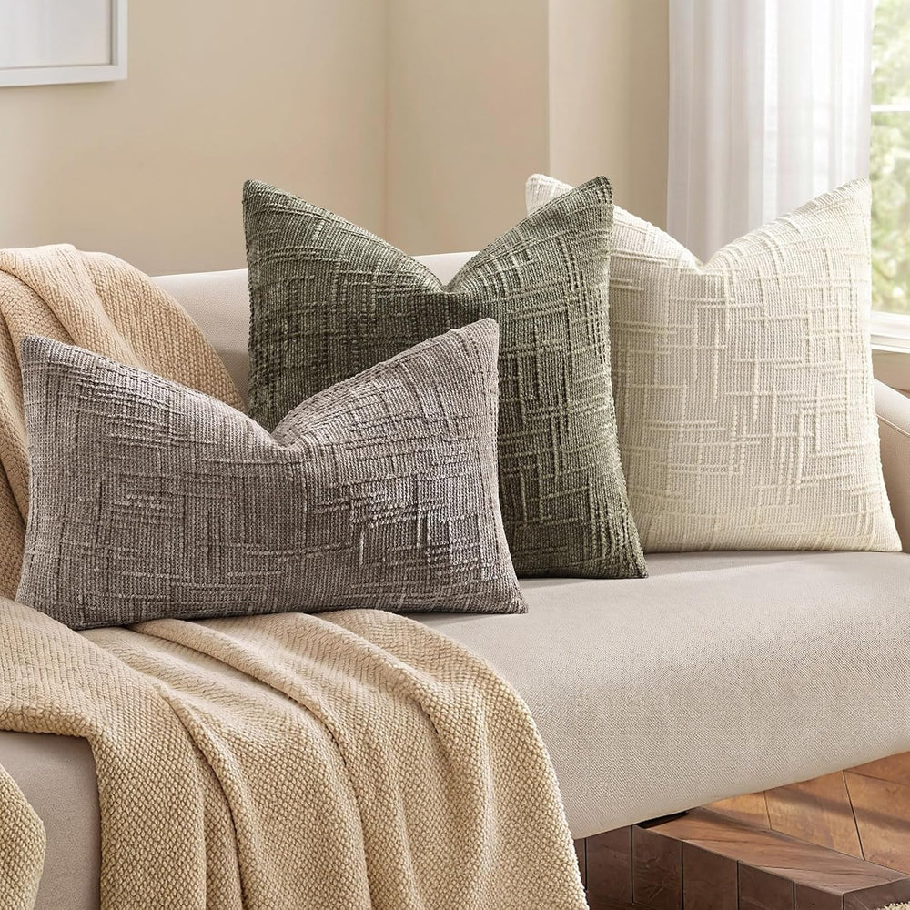 decorUhome Christmas Textured Chenille Throw Pillow Covers 24x24 Set of 2