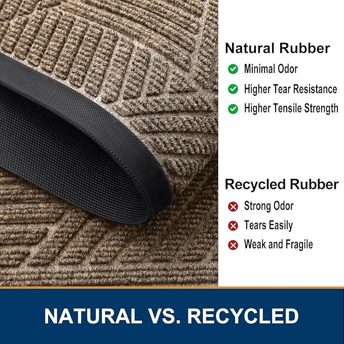 Smiry Front Door Mat Outside Entrance, Heavy Duty Sturdy Natural Rubber Doormat - Image 5