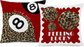 Trendy Leopard Pillow Covers 18x18, Cheetah Leopard Print Room Decor, Red Preppy Cheetah Print Dice Lucky 8 Ball Decorative Throw Pillow Covers for Girls Bedroom Dorm Apartment, Set of 2