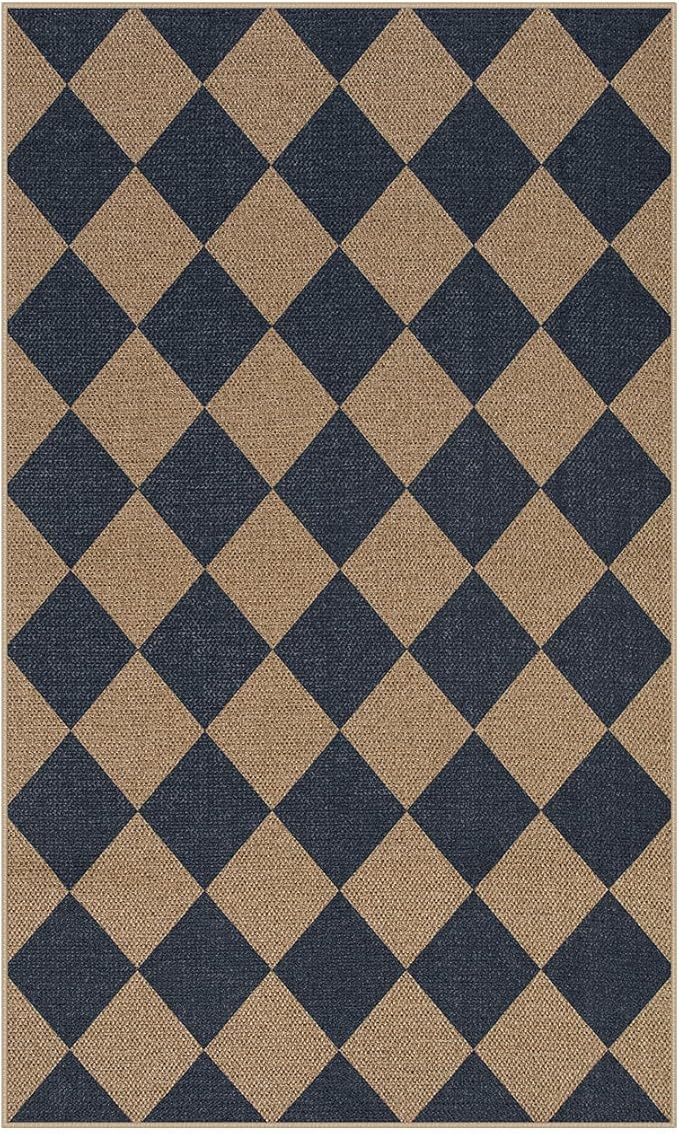 Lahome Colette Checkered Easy Jute Entryway Rug, 3x5 Washable Area Rugs - Image 7