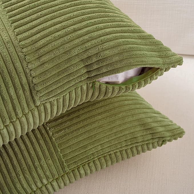 Fancy Homi 2 Packs Moss Green Samll Decorative Throw Pillow Covers 12x12 Inch - Image 4