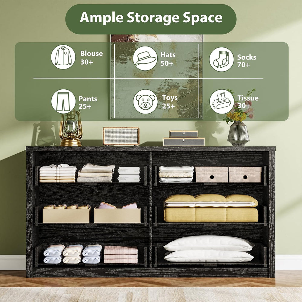 Garvee 6 Drawer Dresser for Bedroom, Wood Chest of Drawers Handle Free
