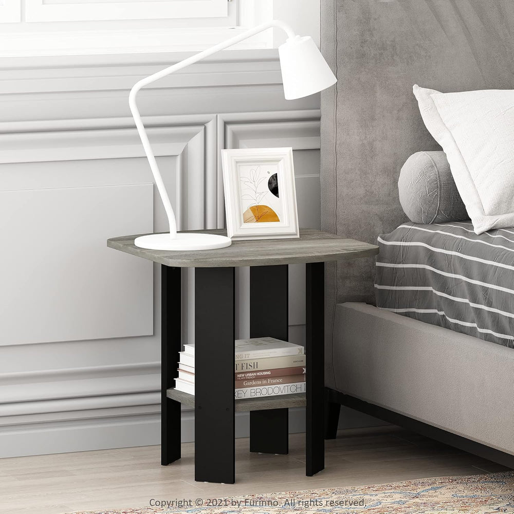Furinno SIMPLE DESIGN Set of 2 Side Table, 2-Tier End Table, French Oak