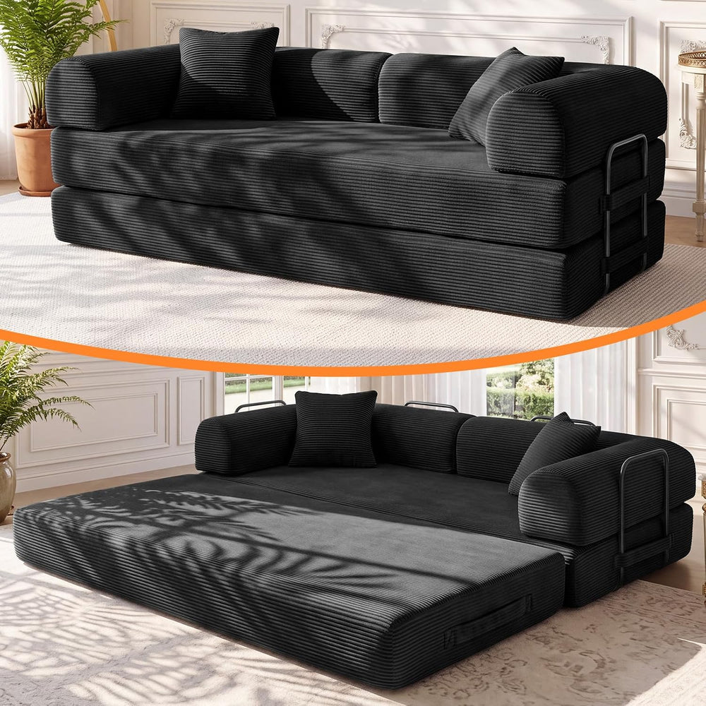 79" Memory Foam Sofa Bed, Convertible Futon Boneless Couch for Living Room