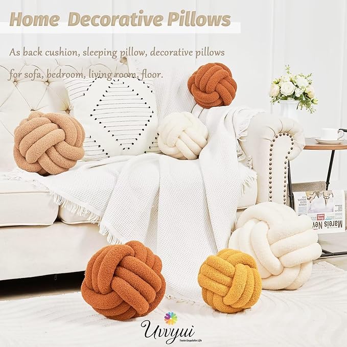 Uvvyui Knot Pillow Ball, Soft Home Decorative Round Throw Pillow, Handmade - Image 5