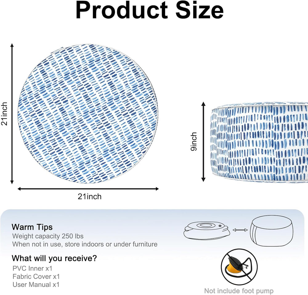 DYTXIII Inflatable Ottoman Stool D21 xH9 for Outdoor/Indoor Use, Water Repell...