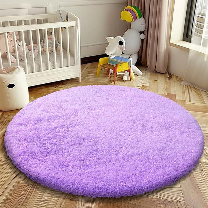 Super Soft Circle Rugs for Girls Princess Castle Toddlers Play Tent 5 Diameter - Image 5