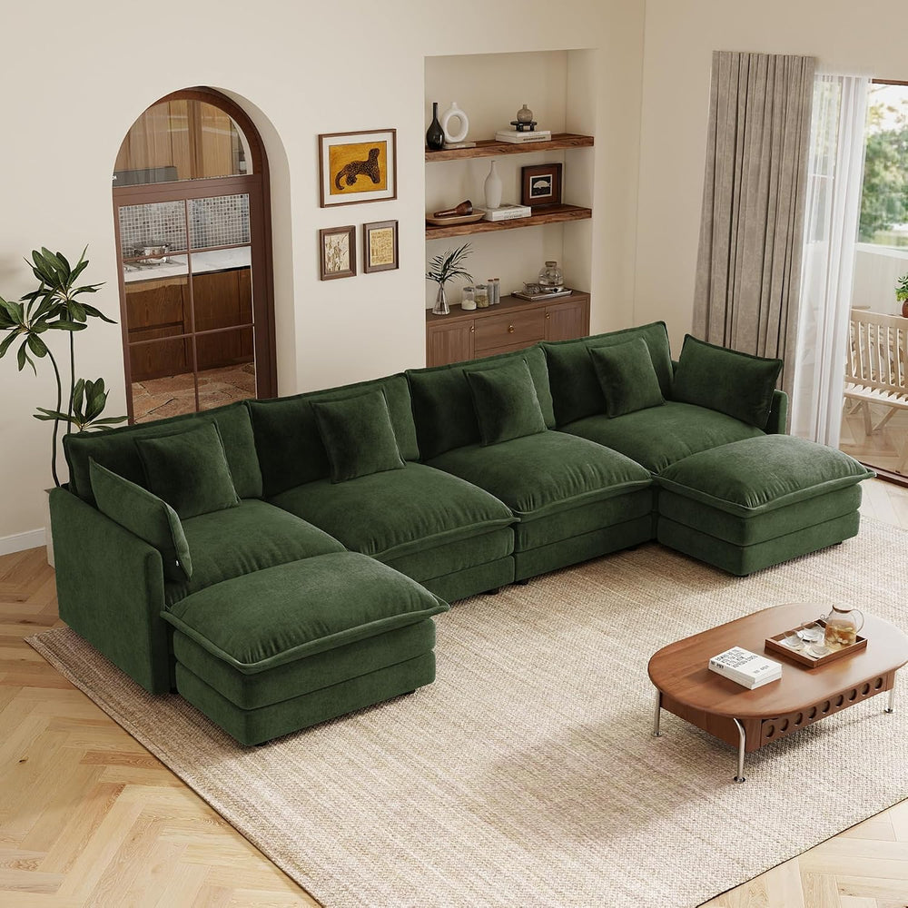 137” Oversized Cloud Sectional Sofa Couches for Living Room, Green