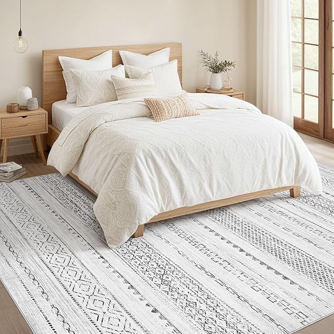 Nakagishi 6x8 Area Rug Living Room: Washable Boho Large Neutral Modern Soft - Image 4