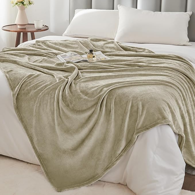 BEDELITE Fleece Blanket Twin Size Oat Linen Throw Blankets - Image 6