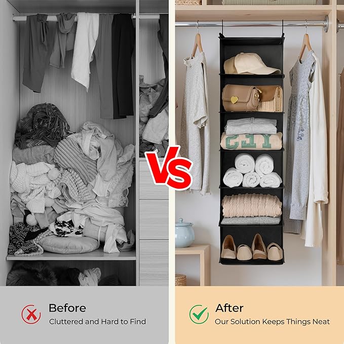 GRANNY SAYS 6 Shelf Hanging Closet Organizers and Storage, Collapsible Closet - Image 6