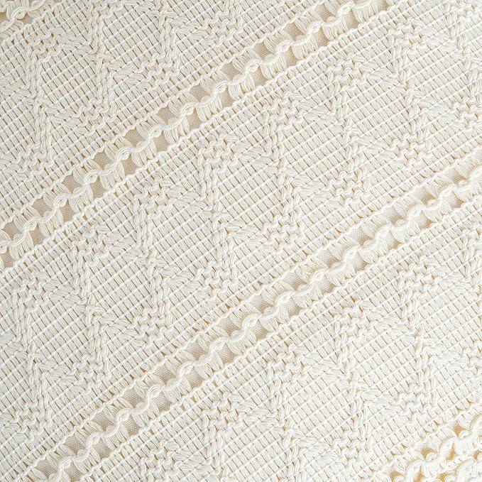 Fancy Homi Set of 1 Boho Cream Decorative Throw Pillow Cover 18x18 Inch - Image 4