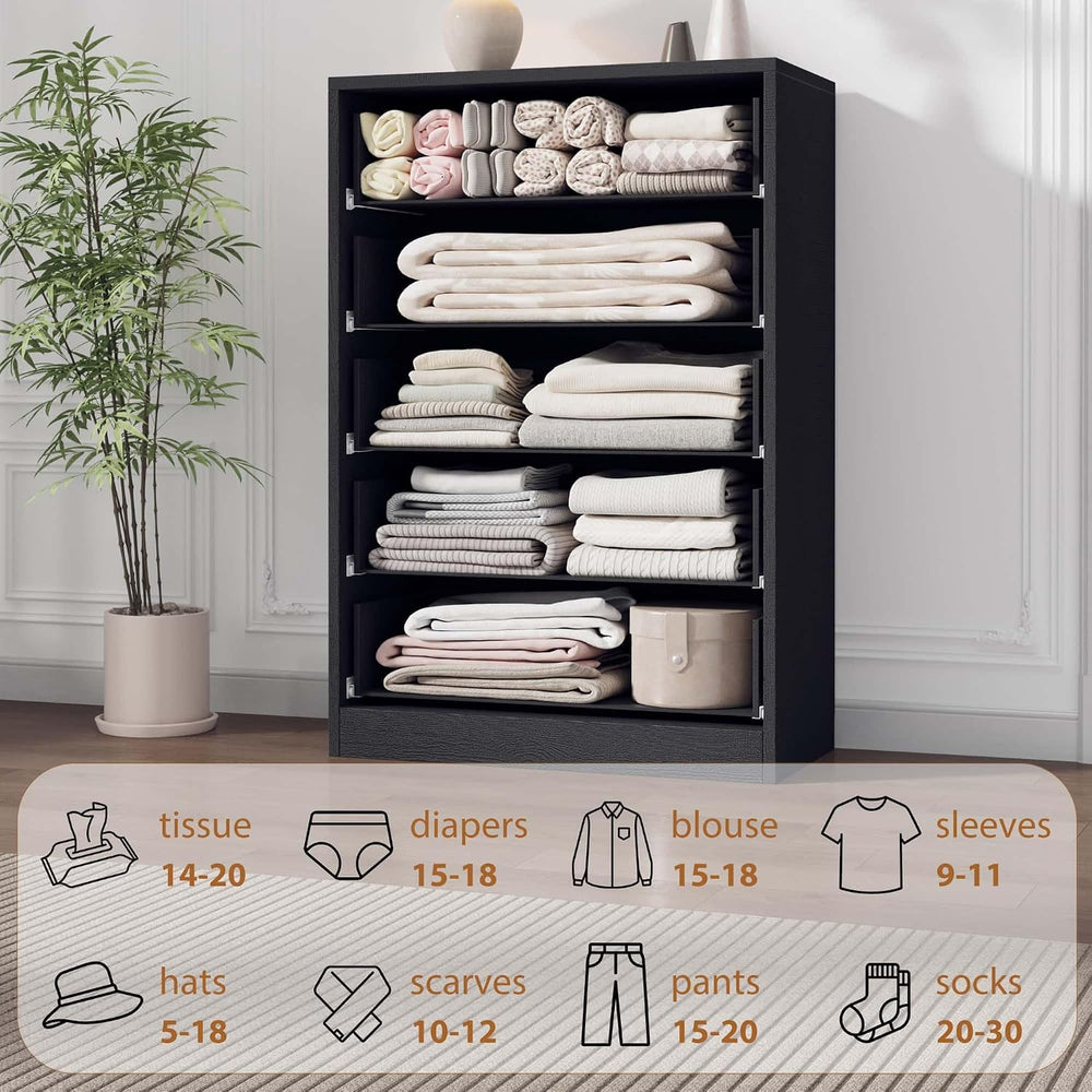 Garvee 5 Dresser for Bedroom, 43.3" Tall Dresser, Freestanding Horizonta...
