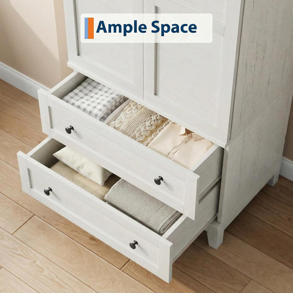 IDEALHOUSE Armoire Wardrobe Closet with 2 Drawers, 72" Tall Wooden Cloth...