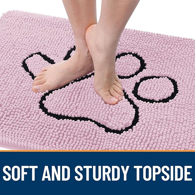 OLANLY Dog Door Mat for Muddy Paws 30x20, Paw Print Design, Absorbs Moisture - Image 4