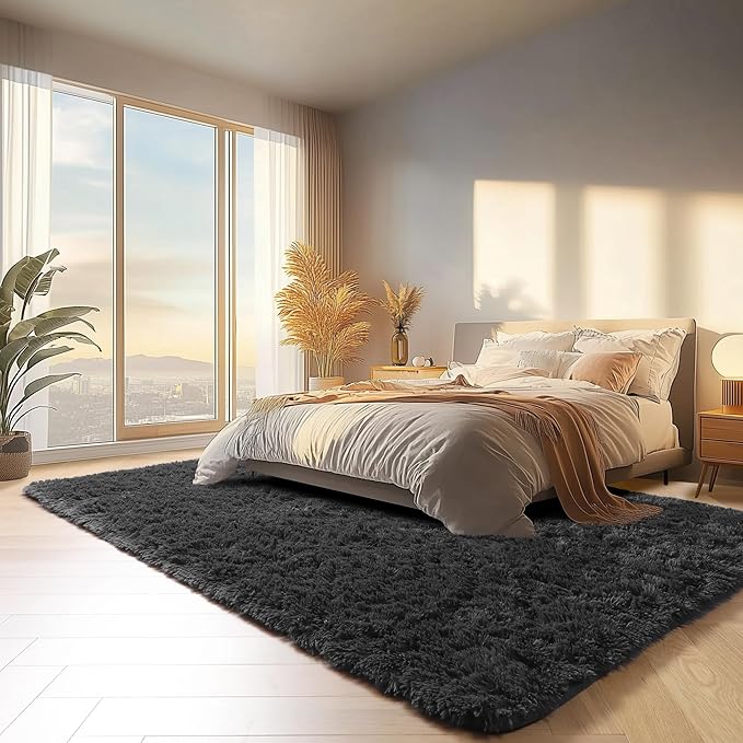 ONASAR Black 6x9 Area Rugs for Living Room Bedroom, Large Fluffy Soft Plush - Image 4