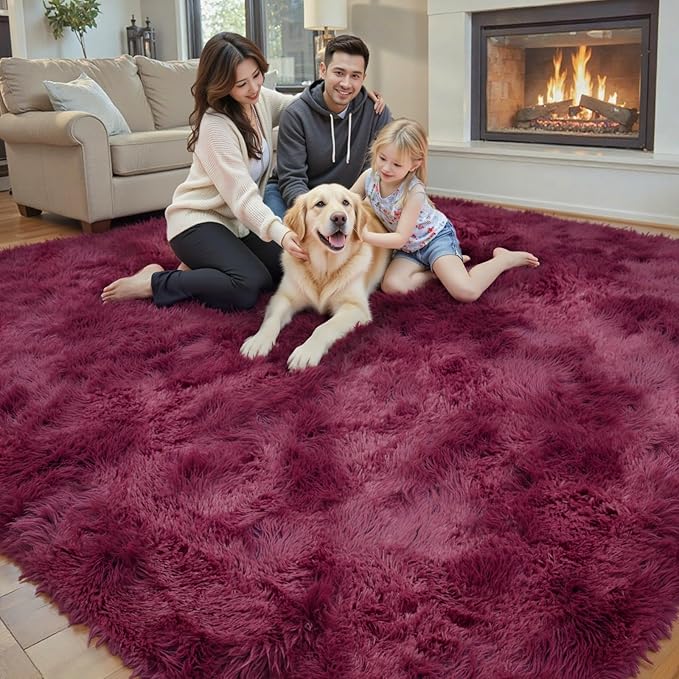 Area Rugs 9x12 Living Room, Shaggy Carpet Soft Plush Furry Bedside Rug Large - Image 4