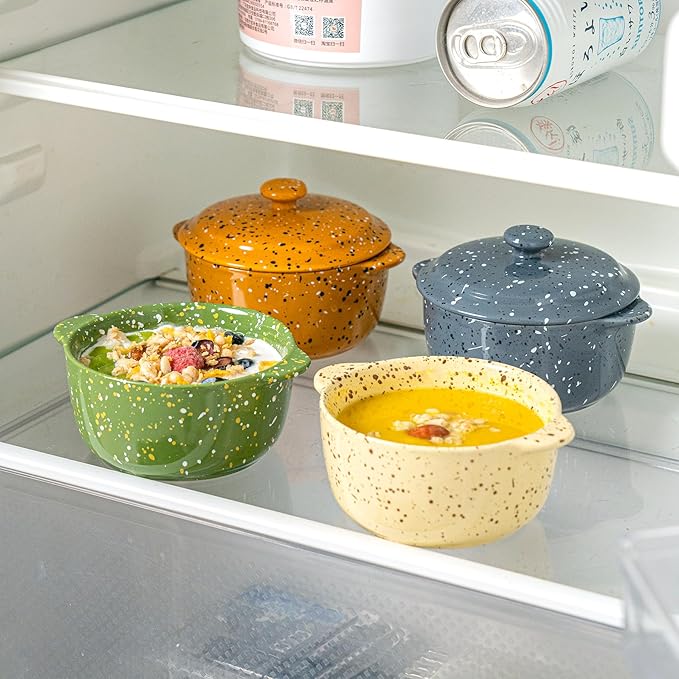 Ceramic Mini Cocotte Set of 4 for Oven, 10 Oz Small Casserole Dishes - Image 8