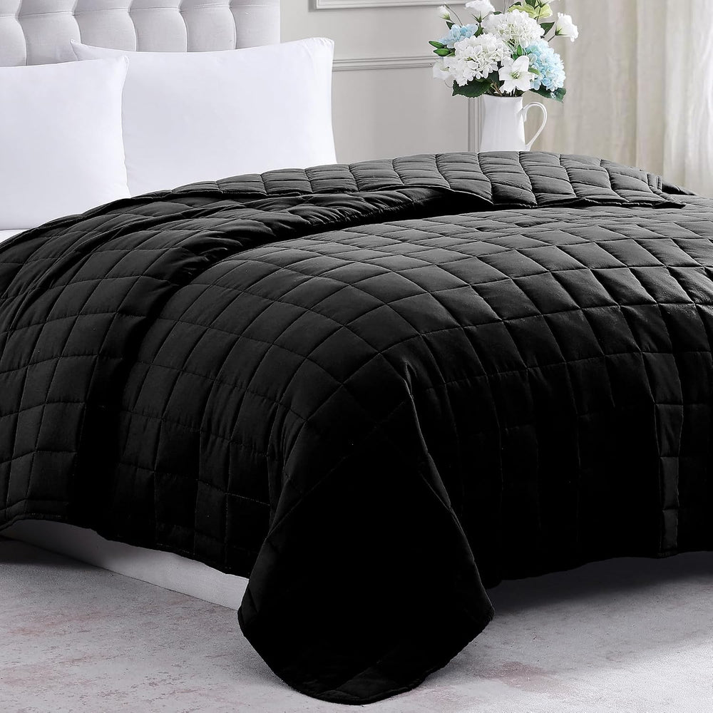 Casa Platino Twin Blanket for Bed, Down Alternative Quilted - Black