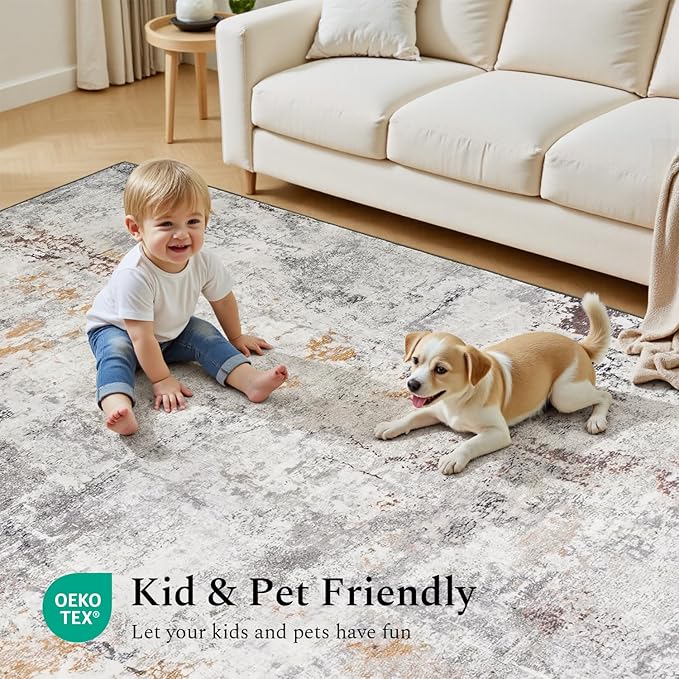 Rugflix 5x7 Area Rugs for Living Room, Washable Large Rug Stain-Resistant Low - Image 6