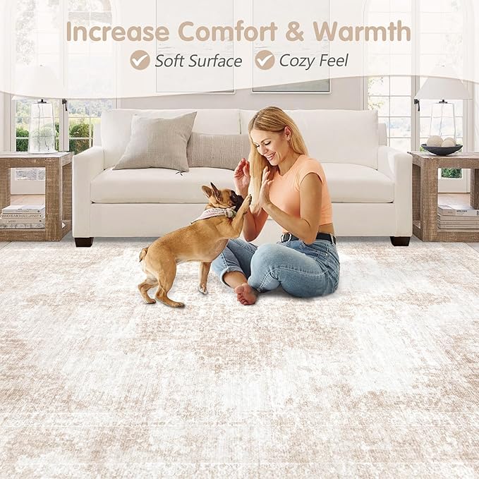 Area Rugs 8x10 Vintage Rug: Large Washable Living Room Rug Retro Medallion - Image 6