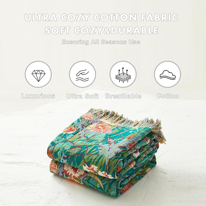 MSGKV Boho Throw Blanket 50"x60" Floral Blankets - Image 6