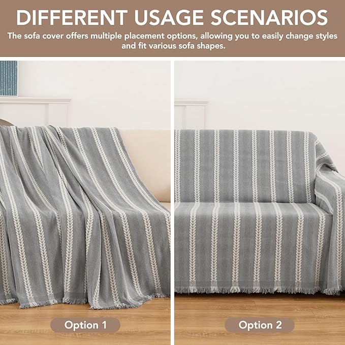 Couch Cover for Dogs, Boho Sofa Covers for 3 Cushion Couch, Chenille Sofa - Image 5