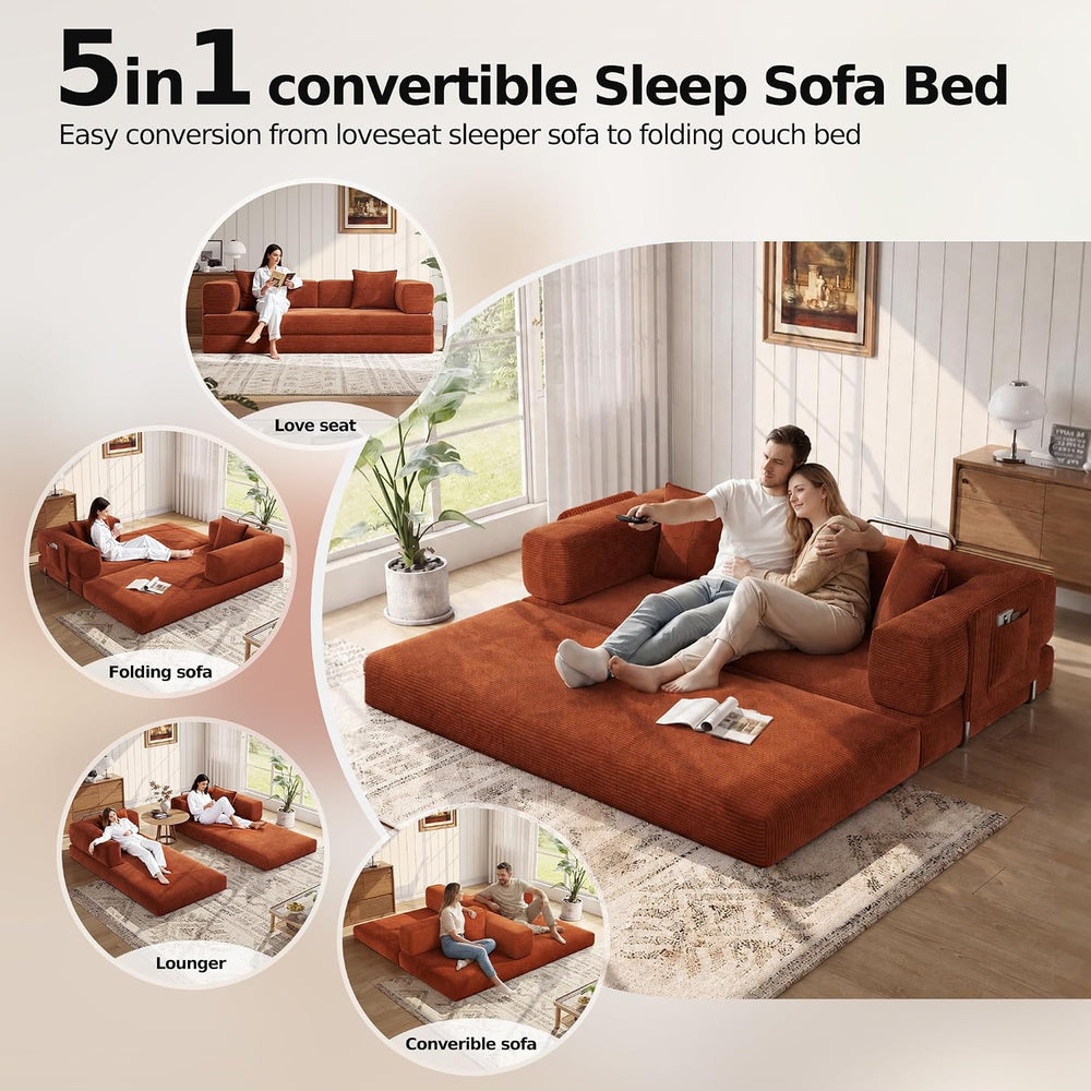 MoonSpeak 78.8'' Futon Sofa Bed, Boneless Couches for Living Room