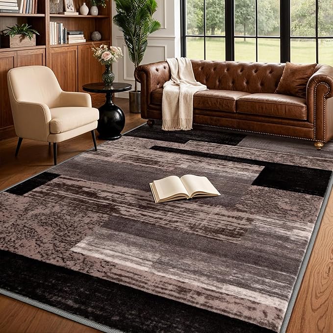 5x7 Washable Area Rugs for Living Room and Bedroom, Vintage Checkered Pattern by LIANLAM