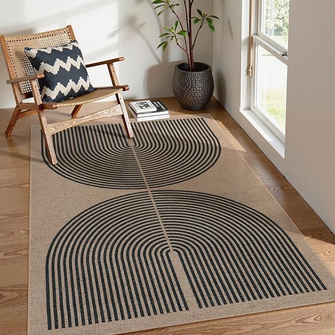 Lahome Enfys Modern Rainbow Easy Jute Office Rug, Outdoor Patio Rug 4x6 - Image 6
