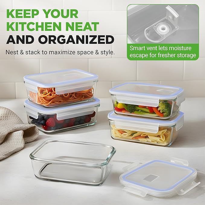 NutriChef 10 Piece Glass Food Storage Containers - Image 4