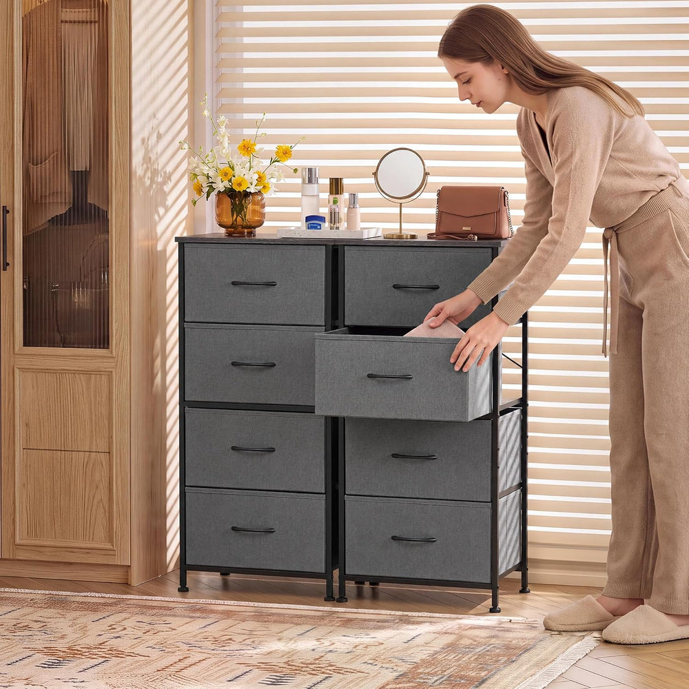 WLIVE Small Dresser Nightstand for Bedroom, 4 Drawers, Dark Grey