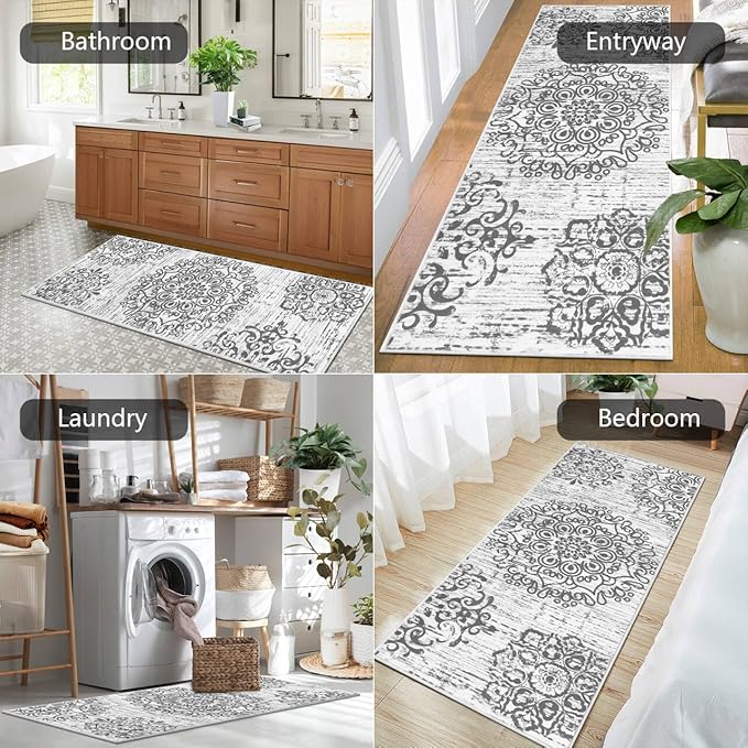 HEBE Hallway Runner Rug 2'x5' Washable Vintage Distressed Area Rugs Non Slip - Image 5