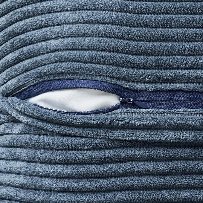 MIULEE Blue Corduroy Lumbar Pillow Covers 12x20 Inch 12x20 Inch - Image 7
