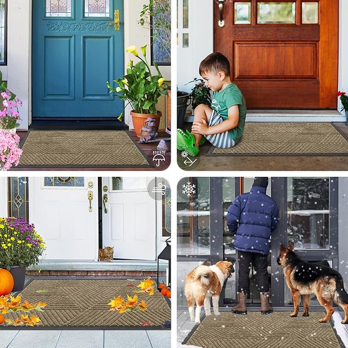 Smiry Front Door Mat Outside Entrance, Heavy Duty Sturdy Natural Rubber Doormat - Image 7