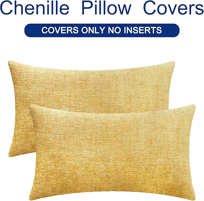 CaliTime Throw Pillow Covers Decorative 12 X 20 Inches Pack of 2 Cozy Chenille - Image 2