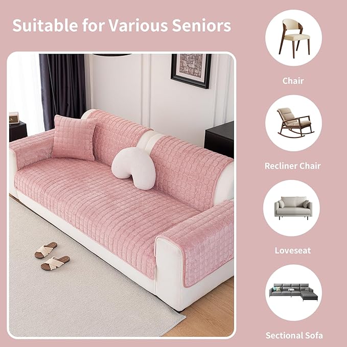 Velvet Couch Cover, Washable Sectional Sofa Cover, Anti Slip Sofa Slipcover - Image 5