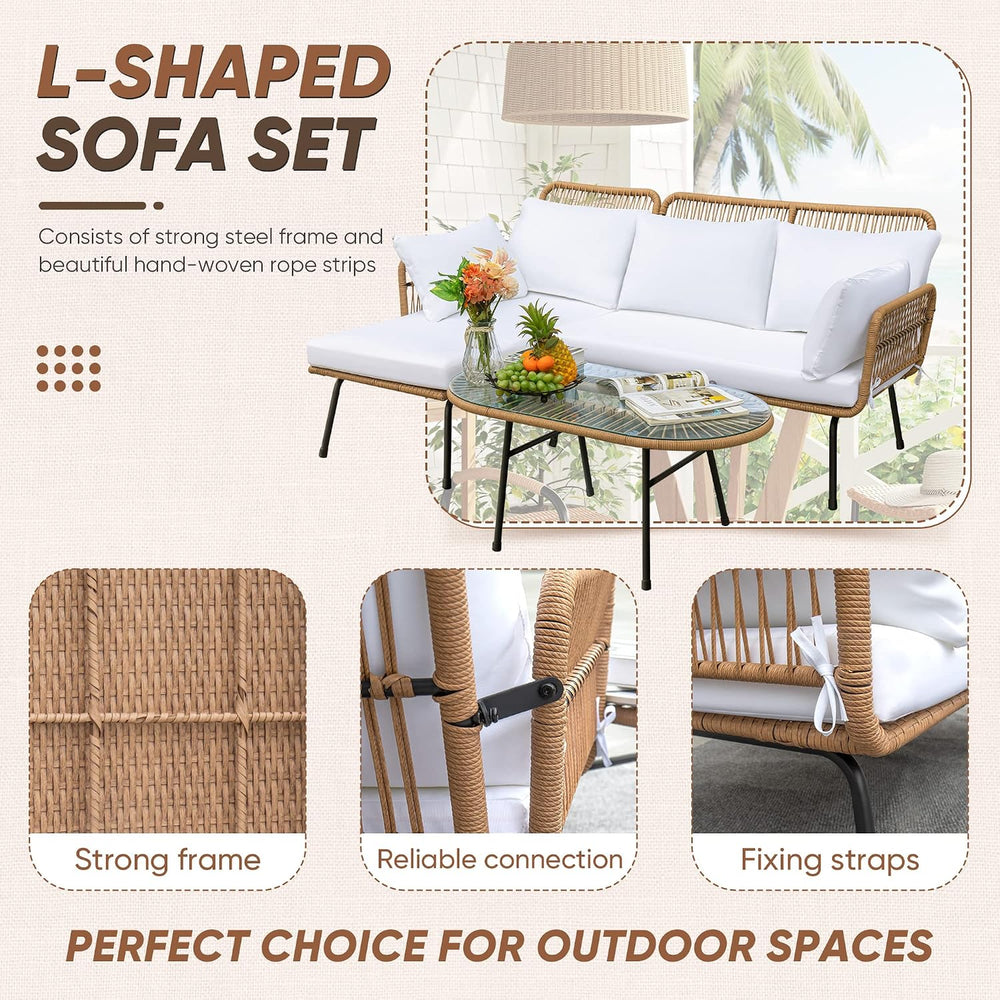 Devoko Outdoor Patio Furniture Set, Sectional Conversation Sofa Set