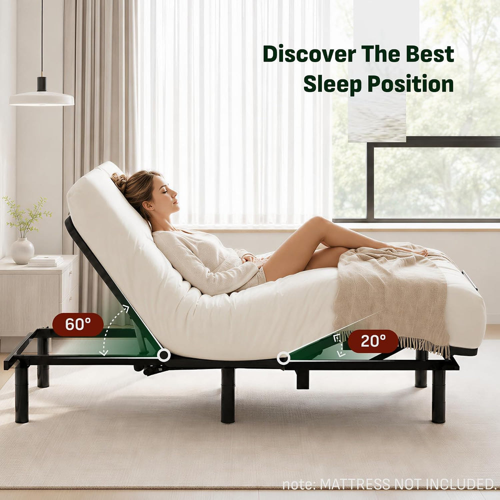 Softa Adjustable Bed Frame, Electric Bed Base w/Oxford Fabric Bedspread, Remo...